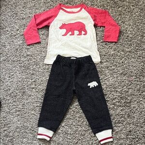 Hatley Christmas Red and White Bear Graphic Sweater Pants Boys 2T